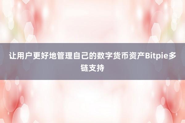 让用户更好地管理自己的数字货币资产Bitpie多链支持