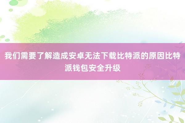 我们需要了解造成安卓无法下载比特派的原因比特派钱包安全升级