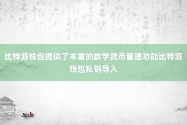 比特派钱包提供了丰富的数字货币管理功能比特派钱包私钥导入