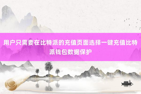 用户只需要在比特派的充值页面选择一键充值比特派钱包数据保护